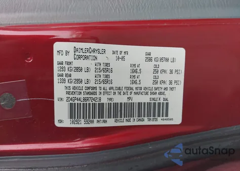 2006 Dodge Grand Caravan Sxt z USA, uszkodzony, nr VIN 2D4GP44L86R724218